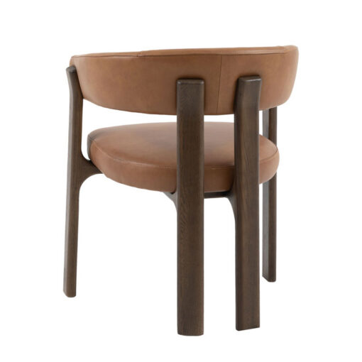 Set Of 2 Tan Brown Genuine Leather And Charcoal Brown Wood Scoop Open Back Dining Chairs Set Of 2 Tan Brown Genuine Leather And Charcoal Brown Wood Scoop Open Back Dining Chairs