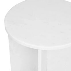 Solid White Marble Round Side Table End Table 48cm