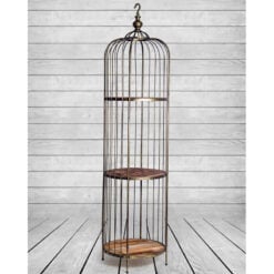 Boho Antique Gold Metal Bird Cage Style Large 3 Tier Shelving Display Unit 200cm