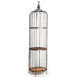 Boho Antique Gold Metal Bird Cage Style Large 3 Tier Shelving Display Unit 200cm