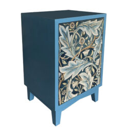 Boho Floral Acanthus Print 1 Drawer 1 Door Blue Solid Wood Bedside Cabinet Side Table Boho Floral Acanthus Print 1 Drawer 1 Door Blue Solid Wood Bedside Cabinet Side Table