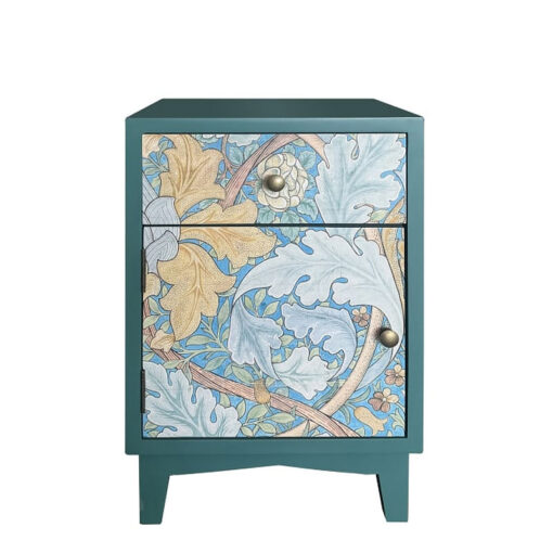 Boho Floral Print 1 Drawer 1 Door Teal Green Solid Wood Bedside Cabinet Side Table Boho Floral Print 1 Drawer 1 Door Teal Green Solid Wood Bedside Cabinet Side Table