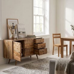 Boho Rustic Geo Honeycomb Carved Solid Light Mango Wood 2 Door 3 Drawer Sideboard 140cm Boho Rustic Geo Honeycomb Carved Solid Light Mango Wood 2 Door 3 Drawer Sideboard 140cm
