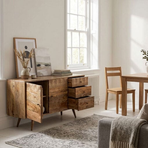 Boho Rustic Geo Honeycomb Carved Solid Light Mango Wood 2 Door 3 Drawer Sideboard 140cm Boho Rustic Geo Honeycomb Carved Solid Light Mango Wood 2 Door 3 Drawer Sideboard 140cm
