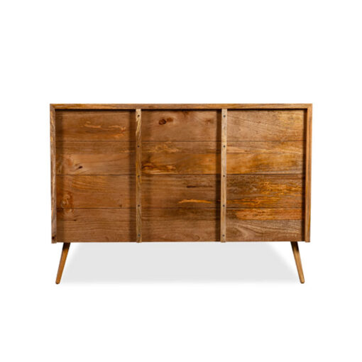 Boho Rustic Geo Honeycomb Solid Light Mango Wood Double Bed With Solid Wood Slatted Base