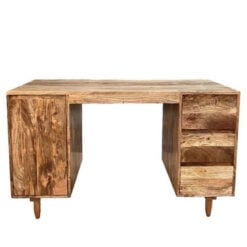 Boho Rustic Solid Light Mango Wood 1 Door 3 Drawer Desk Dressing Table 126cm Boho Rustic Solid Light Mango Wood 1 Door 3 Drawer Desk Dressing Table 126cm