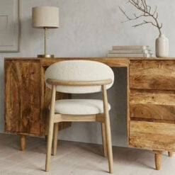 Boho Rustic Solid Light Mango Wood 1 Door 3 Drawer Desk Dressing Table 126cm Boho Rustic Solid Light Mango Wood 1 Door 3 Drawer Desk Dressing Table 126cm