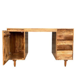 Boho Rustic Solid Light Mango Wood 1 Door 3 Drawer Desk Dressing Table 126cm Boho Rustic Solid Light Mango Wood 1 Door 3 Drawer Desk Dressing Table 126cm