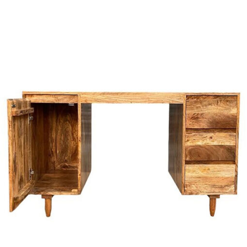 Boho Rustic Solid Light Mango Wood 1 Door 3 Drawer Desk Dressing Table 126cm Boho Rustic Solid Light Mango Wood 1 Door 3 Drawer Desk Dressing Table 126cm