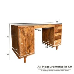 Boho Rustic Solid Light Mango Wood 1 Door 3 Drawer Desk Dressing Table 126cm Boho Rustic Solid Light Mango Wood 1 Door 3 Drawer Desk Dressing Table 126cm