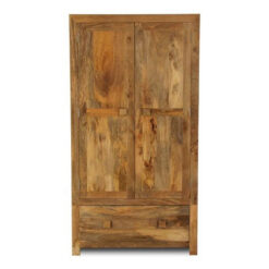 Boho Rustic Solid Light Mango Wood 2 Door 1 Drawer Large Double Wardrobe 190cm Boho Rustic Solid Light Mango Wood 2 Door 1 Drawer Large Double Wardrobe 190cm