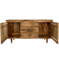 Boho Rustic Solid Light Mango Wood 2 Door 3 Drawer Sideboard 130cm