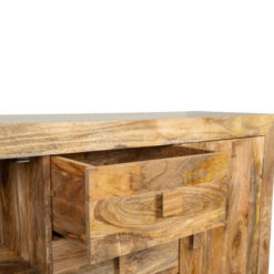Boho Rustic Solid Light Mango Wood 2 Door 3 Drawer Sideboard 135cm