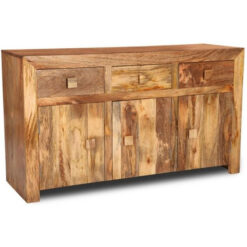 Boho Rustic Solid Light Mango Wood 3 Door 3 Drawer Sideboard 140cm Boho Rustic Solid Light Mango Wood 3 Door 3 Drawer Sideboard 140cm
