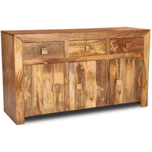 Boho Rustic Solid Light Mango Wood 3 Door 3 Drawer Sideboard 140cm Boho Rustic Solid Light Mango Wood 3 Door 3 Drawer Sideboard 140cm