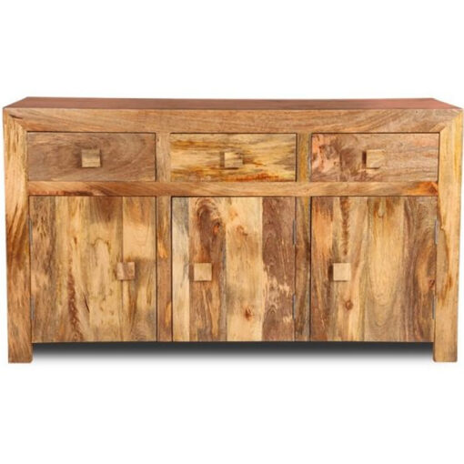 Boho Rustic Solid Light Mango Wood 3 Door 3 Drawer Sideboard 140cm Boho Rustic Solid Light Mango Wood 3 Door 3 Drawer Sideboard 140cm