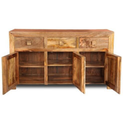 Boho Rustic Solid Light Mango Wood 3 Door 3 Drawer Sideboard 140cm Boho Rustic Solid Light Mango Wood 3 Door 3 Drawer Sideboard 140cm
