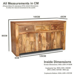 Boho Rustic Solid Light Mango Wood 3 Door 3 Drawer Sideboard 140cm Boho Rustic Solid Light Mango Wood 3 Door 3 Drawer Sideboard 140cm