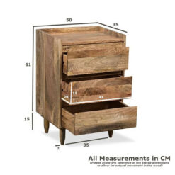 Boho Rustic Solid Light Mango Wood 3 Drawer Bedside Cabinet Side Table Boho Rustic Solid Light Mango Wood 3 Drawer Bedside Cabinet Side Table