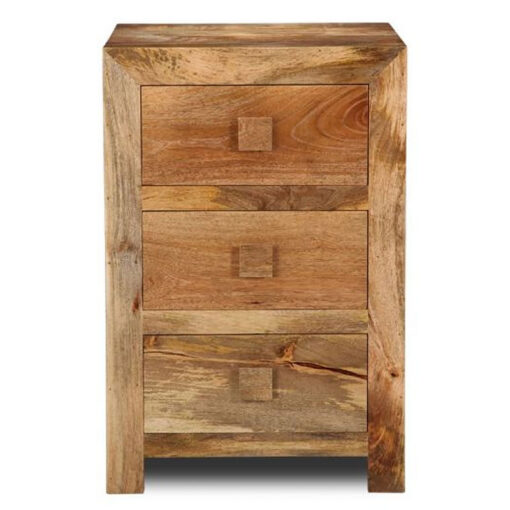 Boho Rustic Solid Light Mango Wood 3 Drawer Tall Bedside Cabinet 76cm Boho Rustic Solid Light Mango Wood 3 Drawer Tall Bedside Cabinet 76cm