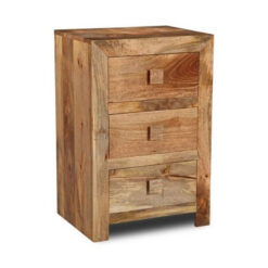 Boho Rustic Solid Light Mango Wood 3 Drawer Tall Bedside Cabinet 76cm Boho Rustic Solid Light Mango Wood 3 Drawer Tall Bedside Cabinet 76cm