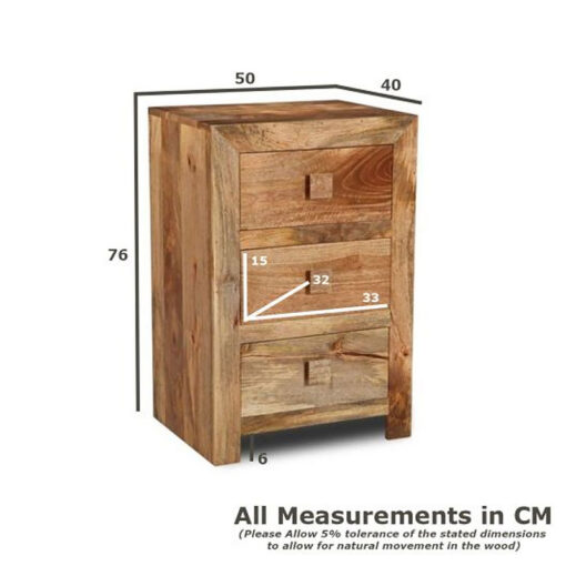 Boho Rustic Solid Light Mango Wood 3 Drawer Tall Bedside Cabinet 76cm Boho Rustic Solid Light Mango Wood 3 Drawer Tall Bedside Cabinet 76cm