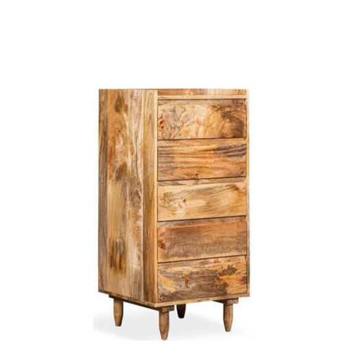 Boho Rustic Solid Light Mango Wood 5 Drawer Tallboy Chest Of Drawers 106cm Boho Rustic Solid Light Mango Wood 5 Drawer Tallboy Chest Of Drawers 106cm