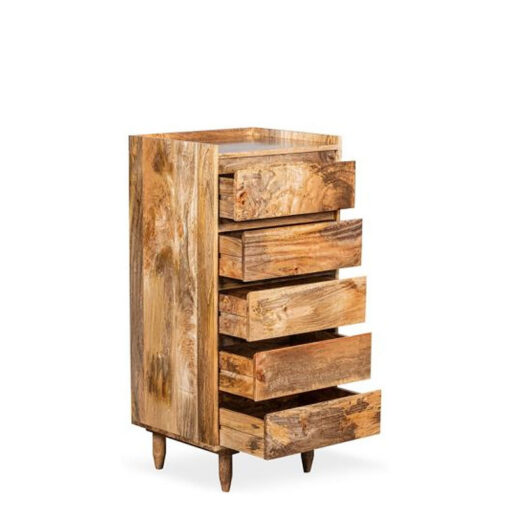 Boho Rustic Solid Light Mango Wood 5 Drawer Tallboy Chest Of Drawers 106cm Boho Rustic Solid Light Mango Wood 5 Drawer Tallboy Chest Of Drawers 106cm