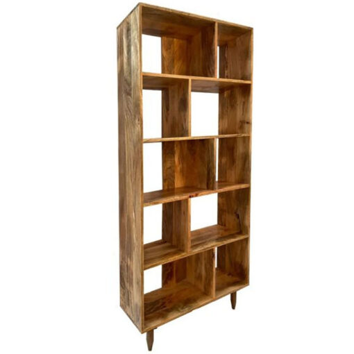 Boho Rustic Solid Light Mango Wood 5 Tier Open Freestanding Shelving Display Unit Bookcase 175cm Boho Rustic Solid Light Mango Wood 5 Tier Open Freestanding Shelving Display Unit Bookcase 175cm