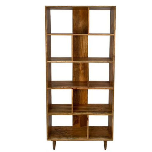 Boho Rustic Solid Light Mango Wood 5 Tier Open Freestanding Shelving Display Unit Bookcase 175cm Boho Rustic Solid Light Mango Wood 5 Tier Open Freestanding Shelving Display Unit Bookcase 175cm