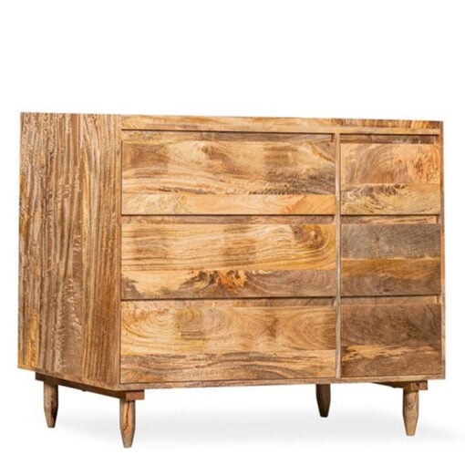 Boho Rustic Solid Light Mango Wood 6 Drawer Chest Of Drawers Sideboard 115cm Boho Rustic Solid Light Mango Wood 6 Drawer Chest Of Drawers Sideboard 115cm