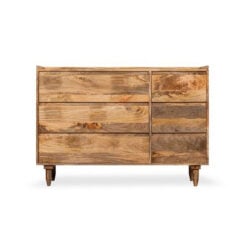 Boho Rustic Solid Light Mango Wood 6 Drawer Chest Of Drawers Sideboard 115cm Boho Rustic Solid Light Mango Wood 6 Drawer Chest Of Drawers Sideboard 115cm