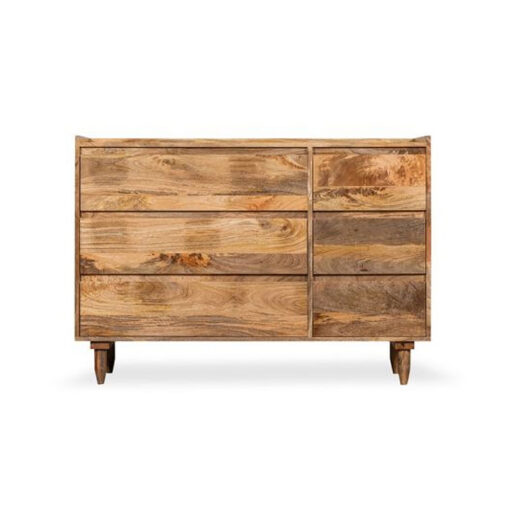 Boho Rustic Solid Light Mango Wood 6 Drawer Chest Of Drawers Sideboard 115cm Boho Rustic Solid Light Mango Wood 6 Drawer Chest Of Drawers Sideboard 115cm
