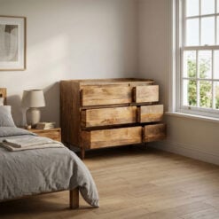 Boho Rustic Solid Light Mango Wood 6 Drawer Chest Of Drawers Sideboard 115cm Boho Rustic Solid Light Mango Wood 6 Drawer Chest Of Drawers Sideboard 115cm