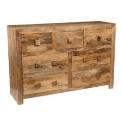 Boho Rustic Solid Light Mango Wood 7 Drawer Chest Of Drawer Sideboard 135cm Boho Rustic Solid Light Mango Wood 7 Drawer Chest Of Drawer Sideboard 135cm