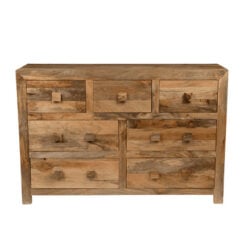 Boho Rustic Solid Light Mango Wood 7 Drawer Chest Of Drawer Sideboard 135cm Boho Rustic Solid Light Mango Wood 7 Drawer Chest Of Drawer Sideboard 135cm