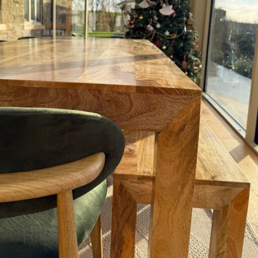 Boho Rustic Solid Light Mango Wood 8 Seater Dining Table 220cm