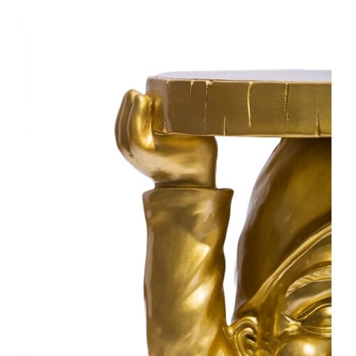 Gold Resin Gnome Novelty Trunk Slice Side Table Gold Resin Gnome Novelty Trunk Slice Side Table