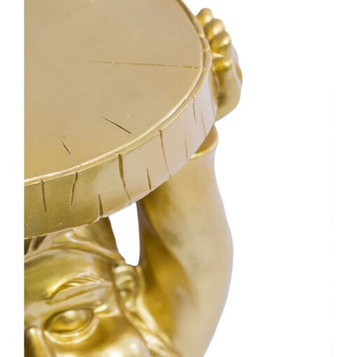 Gold Resin Gnome Novelty Trunk Slice Side Table Gold Resin Gnome Novelty Trunk Slice Side Table