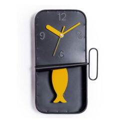 Grey And Yellow Pendulum Novelty Sardine Can Metal Pendulum Wall Clock 30cm