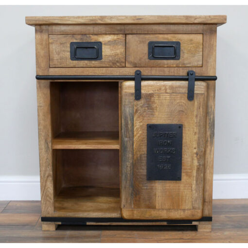 Industrial Rustic Solid Light Mango Wood And Black Metal 5 Drawer 1 Sliding Door Small Sideboard Cabinet 75cm Industrial Rustic Solid Light Mango Wood And Black Metal 5 Drawer 1 Sliding Door Small Sideboard Cabinet 75cm