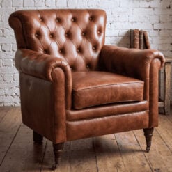 Industrial Tan Brown Vintage Genuine Leather Chesterfield Cigar Armchair With Wheels Industrial Tan Brown Vintage Genuine Leather Chesterfield Cigar Armchair With Wheels