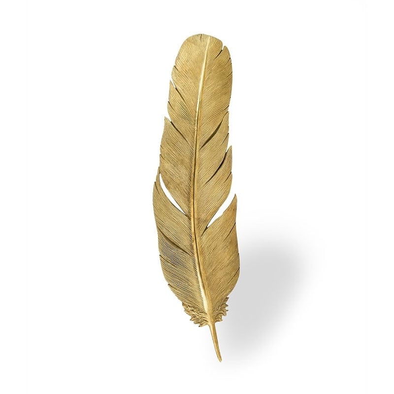 Large Gold Resin Feather Wall Mount Wall Decor 101cm Large Gold Resin Feather Wall Mount Wall Decor 101cm