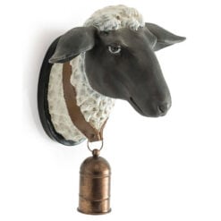 Large Novelty Sheep Head Wall Mount With Neck Bell Wall Decor 38cm