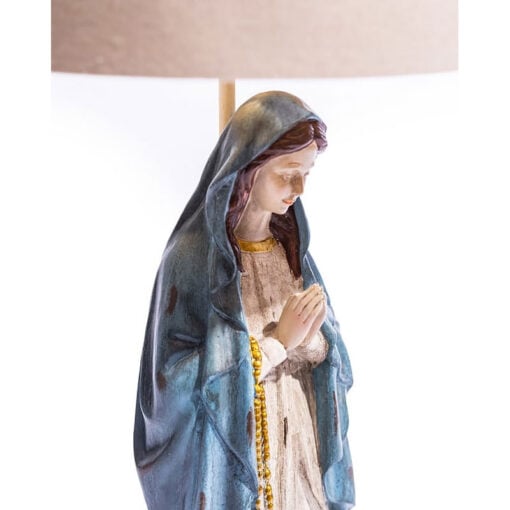 Praying Maria Virgin Mary Table Lamp With Natural Oatmeal Shade 71cm Praying Maria Virgin Mary Table Lamp With Natural Oatmeal Shade 71cm