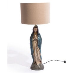Praying Maria Virgin Mary Table Lamp With Natural Oatmeal Shade 71cm Praying Maria Virgin Mary Table Lamp With Natural Oatmeal Shade 71cm