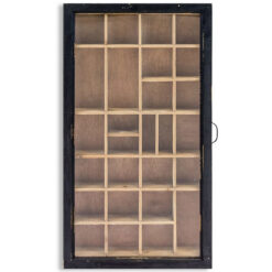 Printers Tray Style Wall Mounted Wood Display Case With Glazed Sliding Door 81cm