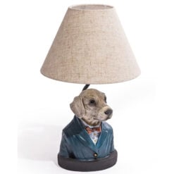 Quirky Bow Tie Suited Labrador Dog Resin Animal Table Lamp With Linen Shade 42cm
