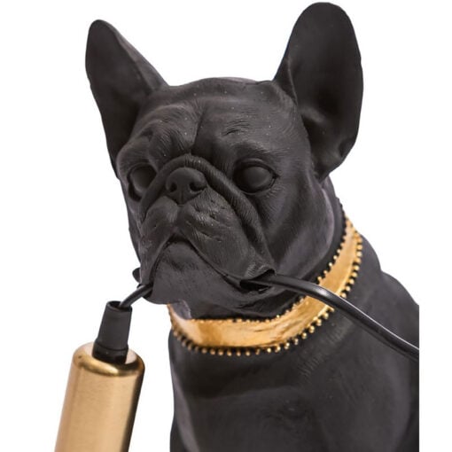 Quirky Pug Dog Gold And Black Resin Animal Table Lamp 28cm