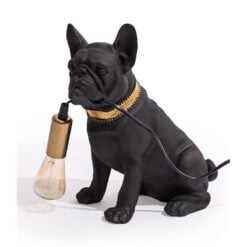 Quirky Pug Dog Gold And Black Resin Animal Table Lamp 28cm